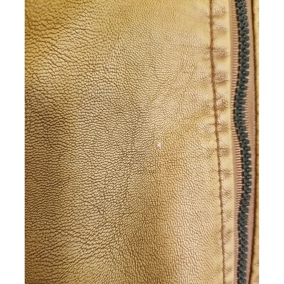 David Outerwear Brown Bomber Jacket Faux Leather L Pockets faux fur lined Men's - Picture 12 of 12